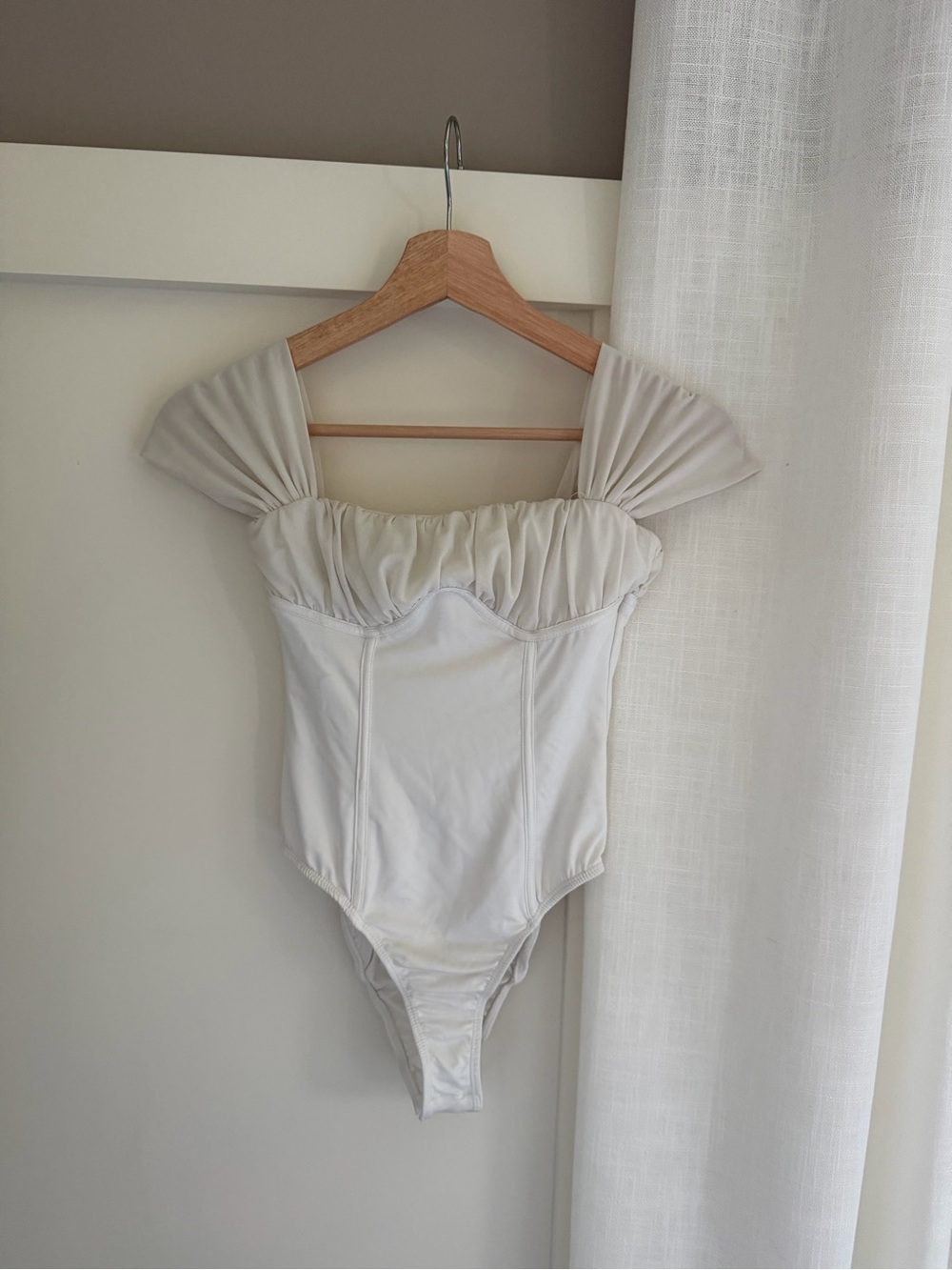 Princess Polly White One-Piece with Puff Shoulders